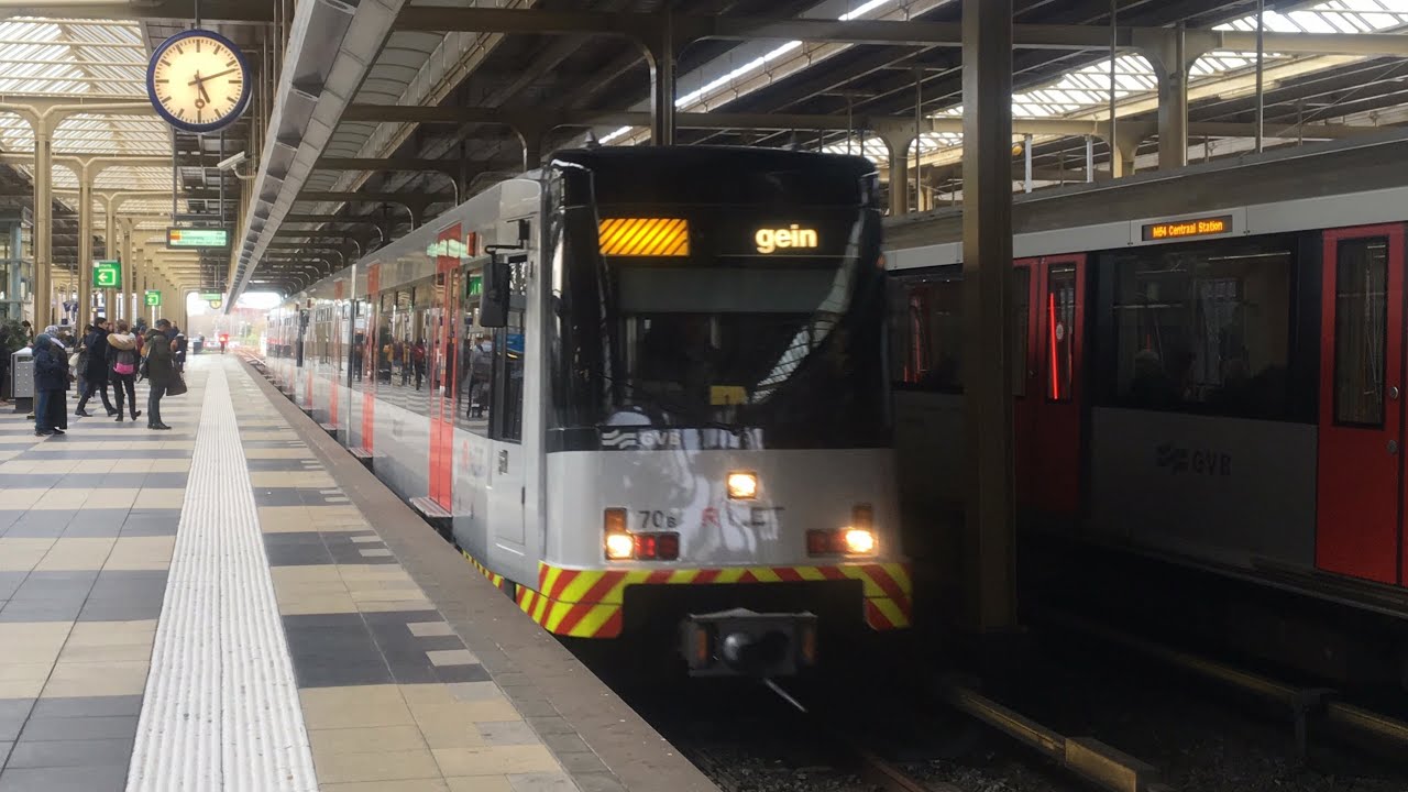 [4K] GVB S3+M4 en M5 als Metro 54 te Amstelstation!