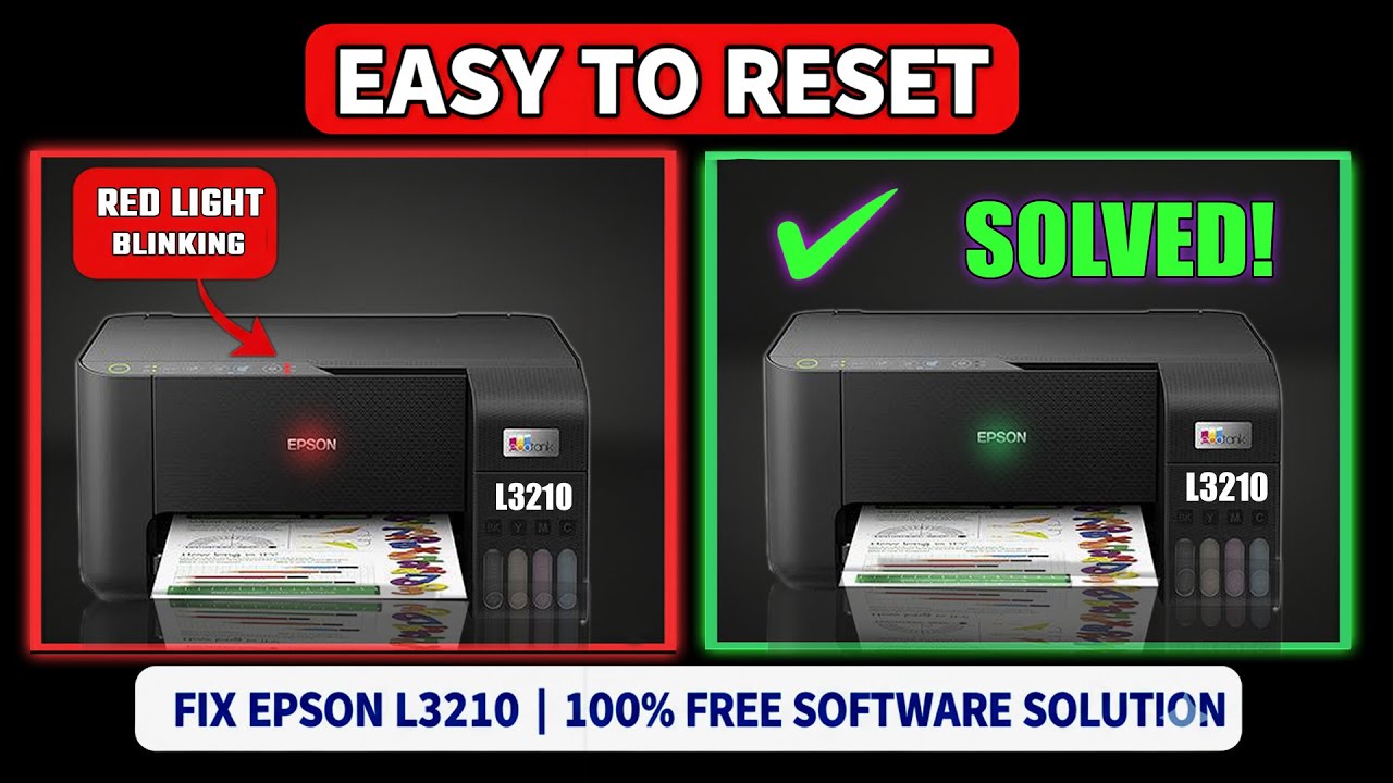 Epson l3210 light blinking solution || free waste ink pad counter reset