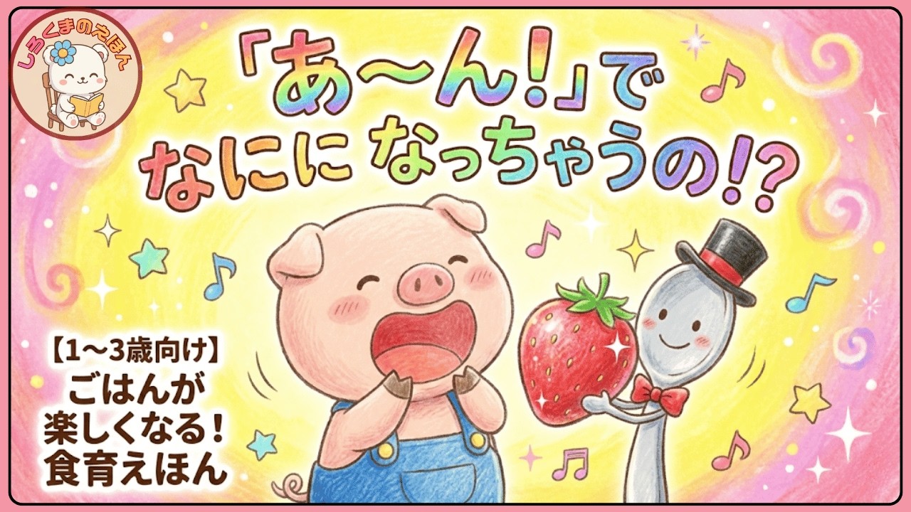 【1〜5歳向け食育えほん】「あ〜ん！」で変身！？にじいろケーキとぷうちゃんの大冒険【読み聞かせ】