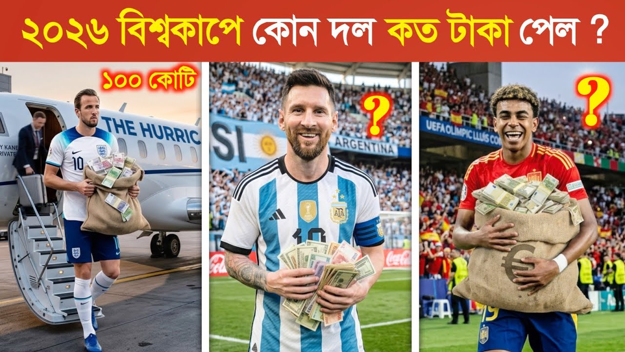 বিশ্বকাপে ২০২৬ এ আর্জেন্টিনা, ব্রাজিল, স্পেন কত টাকা 💸পেল ? 😱😱 || Fifa World Cup 2026 Prize Money 🤑