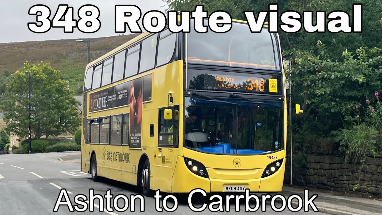 Full route visual 348 Ashton under Lyne to Carrbrook Bee network Stagecoach 