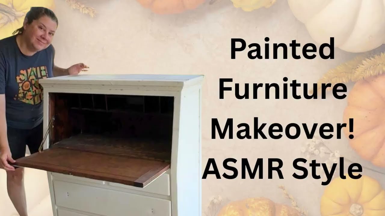 I Got This Cabinet For FREE! Painted Furniture Makeover - ASMR Style!
