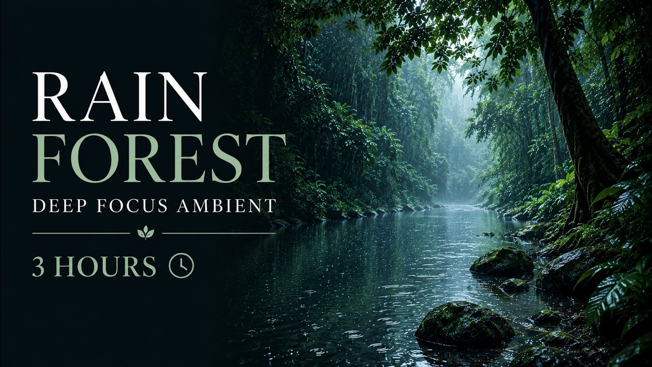 Rain Forest Deep Drone | 3 Hours of Rain Ambience for Calm Focus