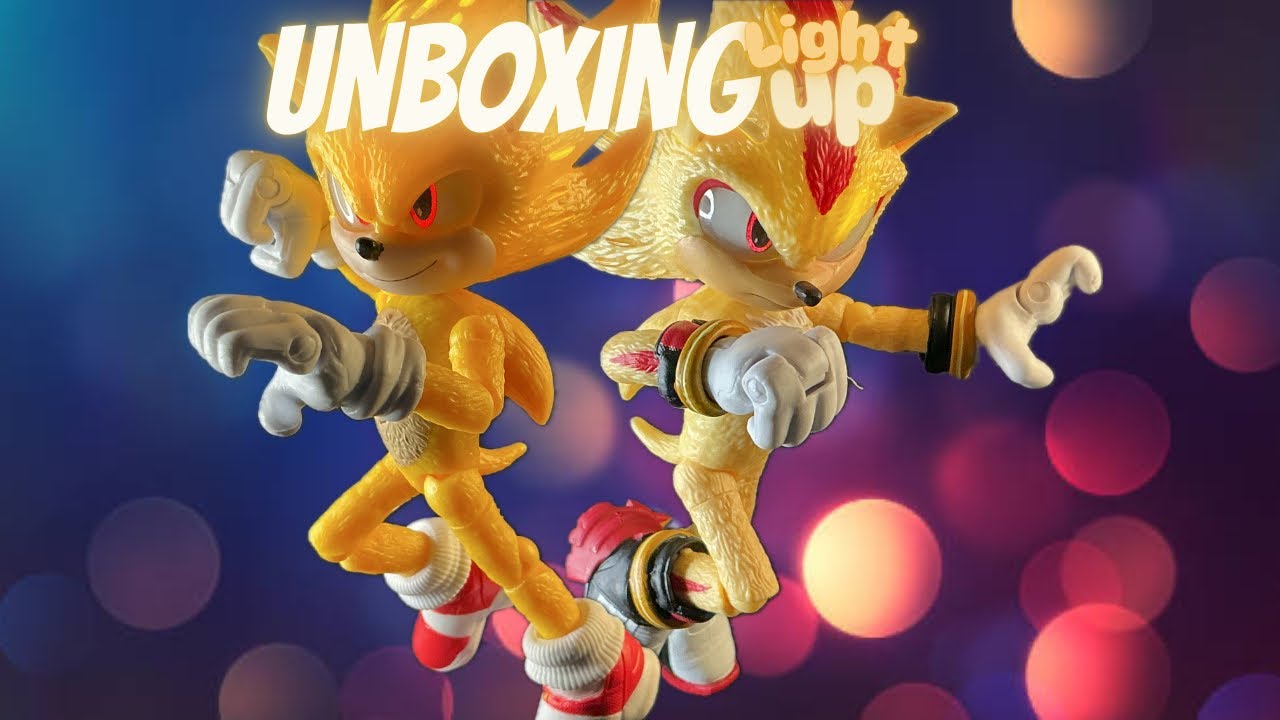 SONIC 3 LIGHT UP 2 PACK SUPER SONIC AND SUPER SHADOW JAKKS FIGURES UNBOXING!!!
