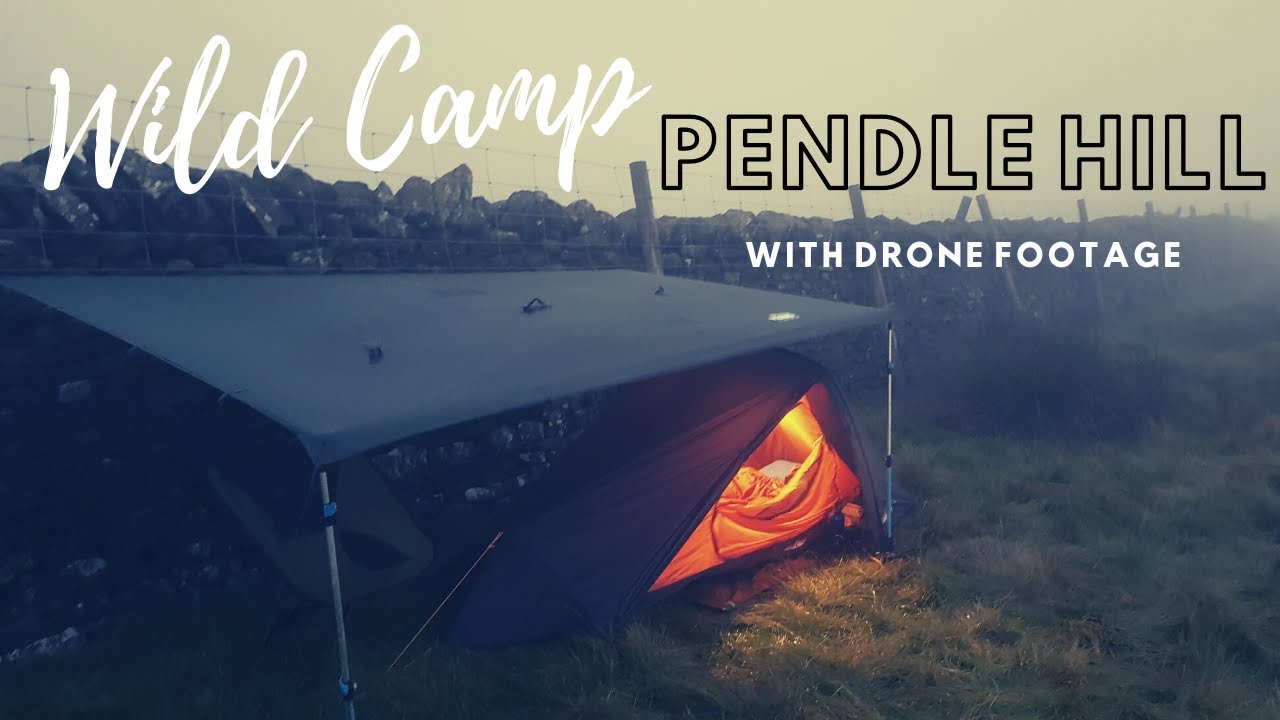Solo Wild Camping & Tarp Setup on Pendle Hill with Drone Footage