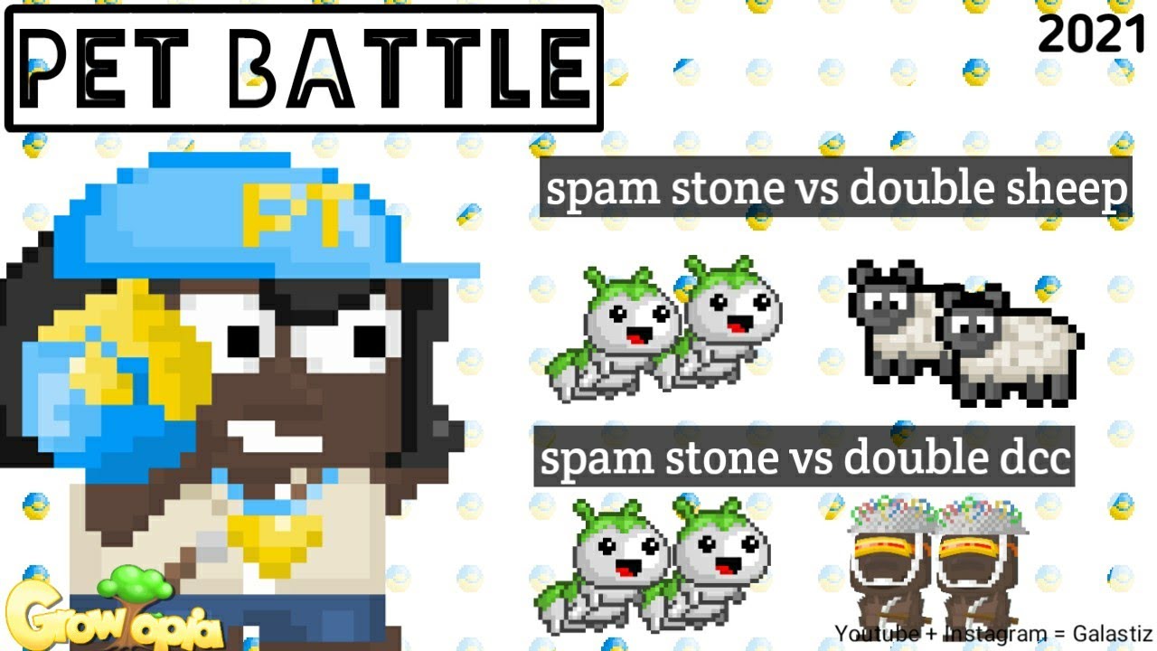 Dino Spam Stone vs Double Lil Sheep vs Demon control cap dcc - Growtopia Pet Battle 2021