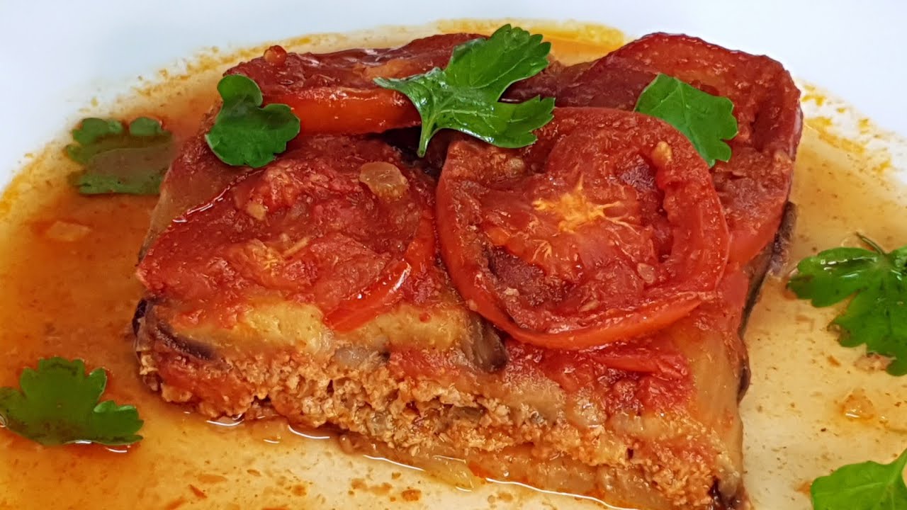 שבוע יוון-מוסקה חצילים בשר ורוטב עגבניות Greek moussaka with eggplant 🍆