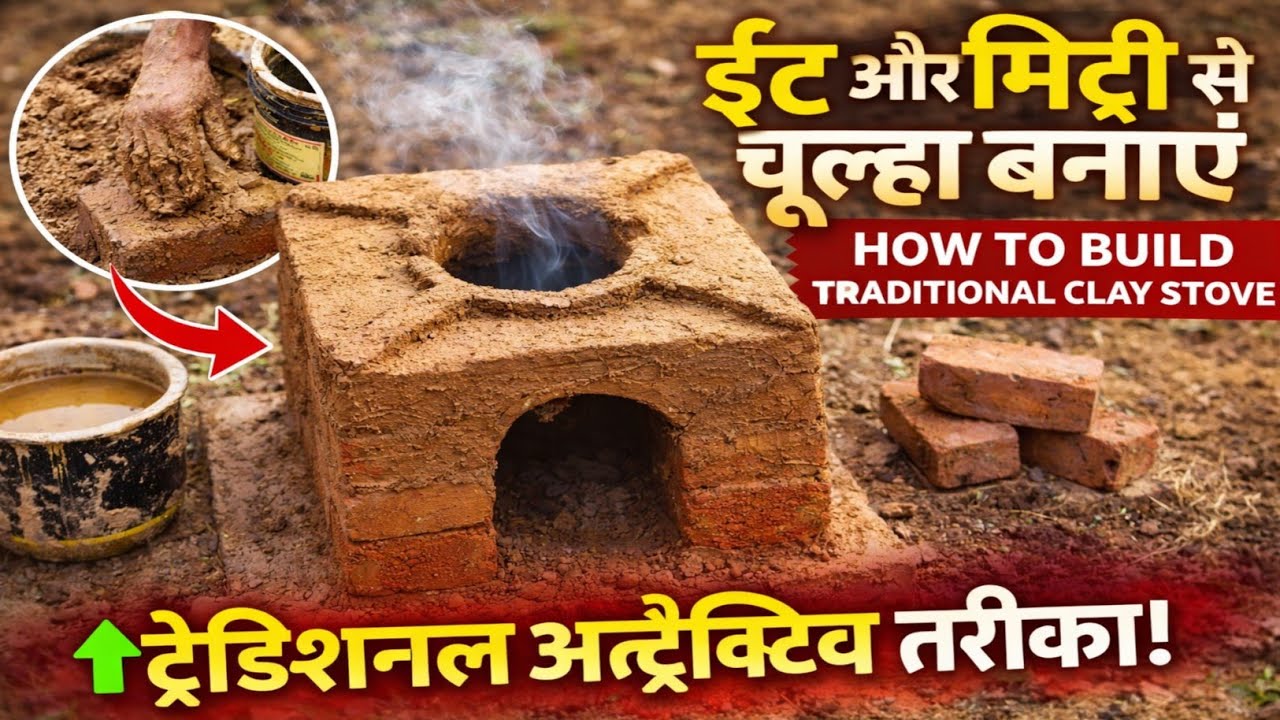 गांव में बनाए मिट्टी और ईंट का चुल्हा traditional chula making