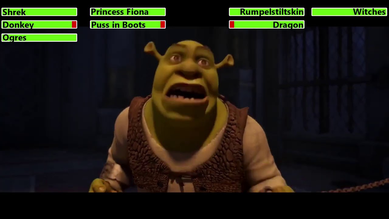 Shrek Forever After (2010) Final Battle with healthbars 1/2