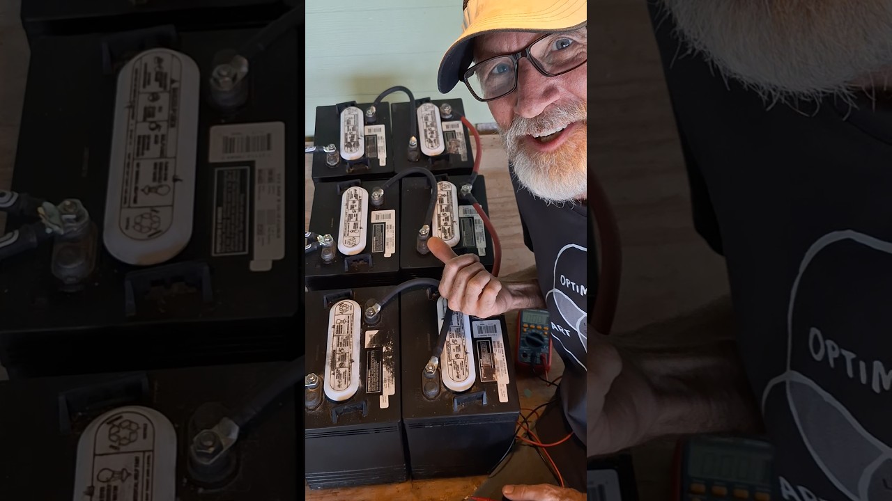 12 volt solar battery bank using 6 volt golf cart batteries DIY 