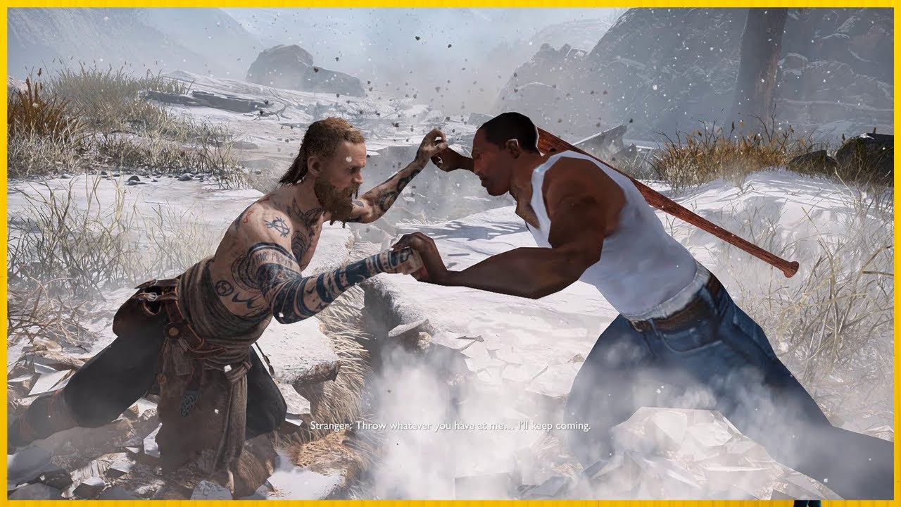 CJ San Andreas VS Baldur - God of War  en español con MOD