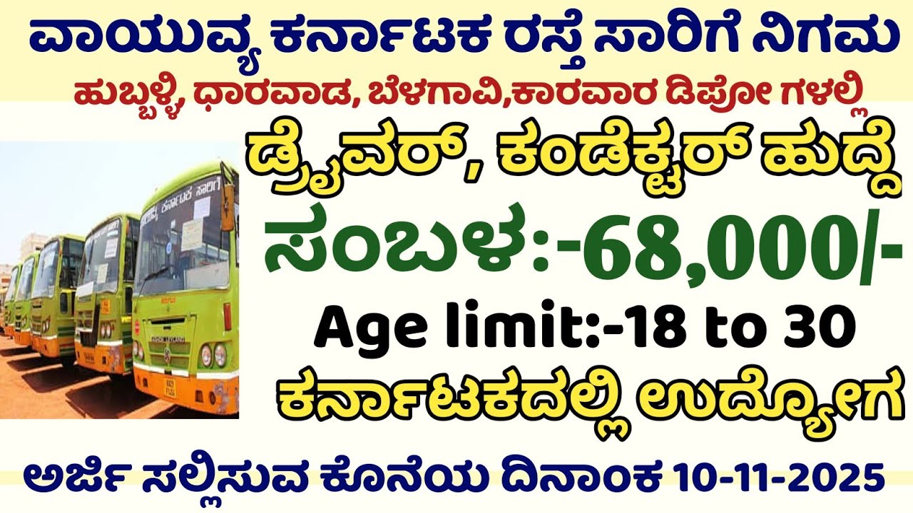 NWKRTC Recruitment 2025 |Nwksrtc 19 Assistant Traffic Inspector Posts |Ksrtc driver codector jobs