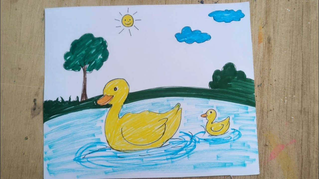 Easy duck Drawing for kids and beginners / Cute Duck Drawing 