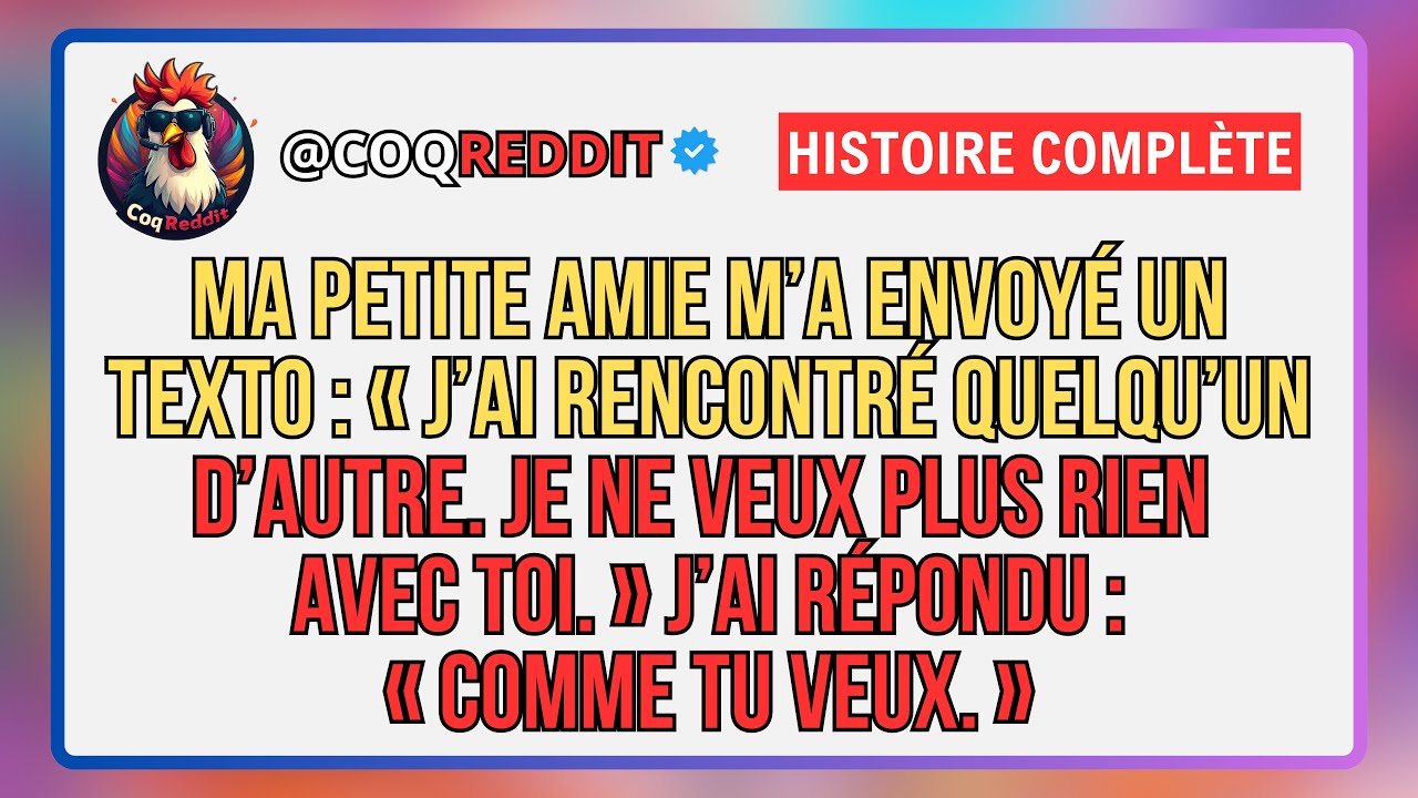 Ma copine m’a envoyé un message :« J’ai rencontré quelqu’un d’autre. Je ne veux plus rien avec toi.»