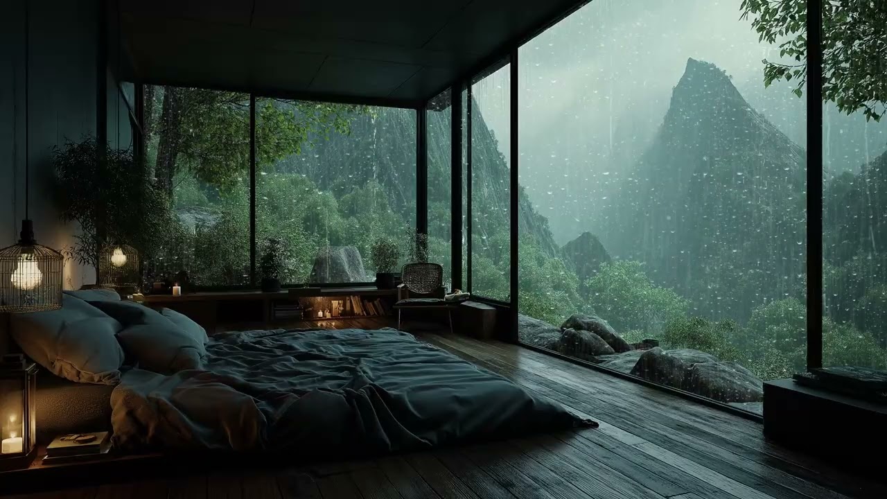🌧️🎹 Soft Piano Rain Bedroom | Calm Night Ambience for 3 Hours | Stress Relief Study Work Relax Calm