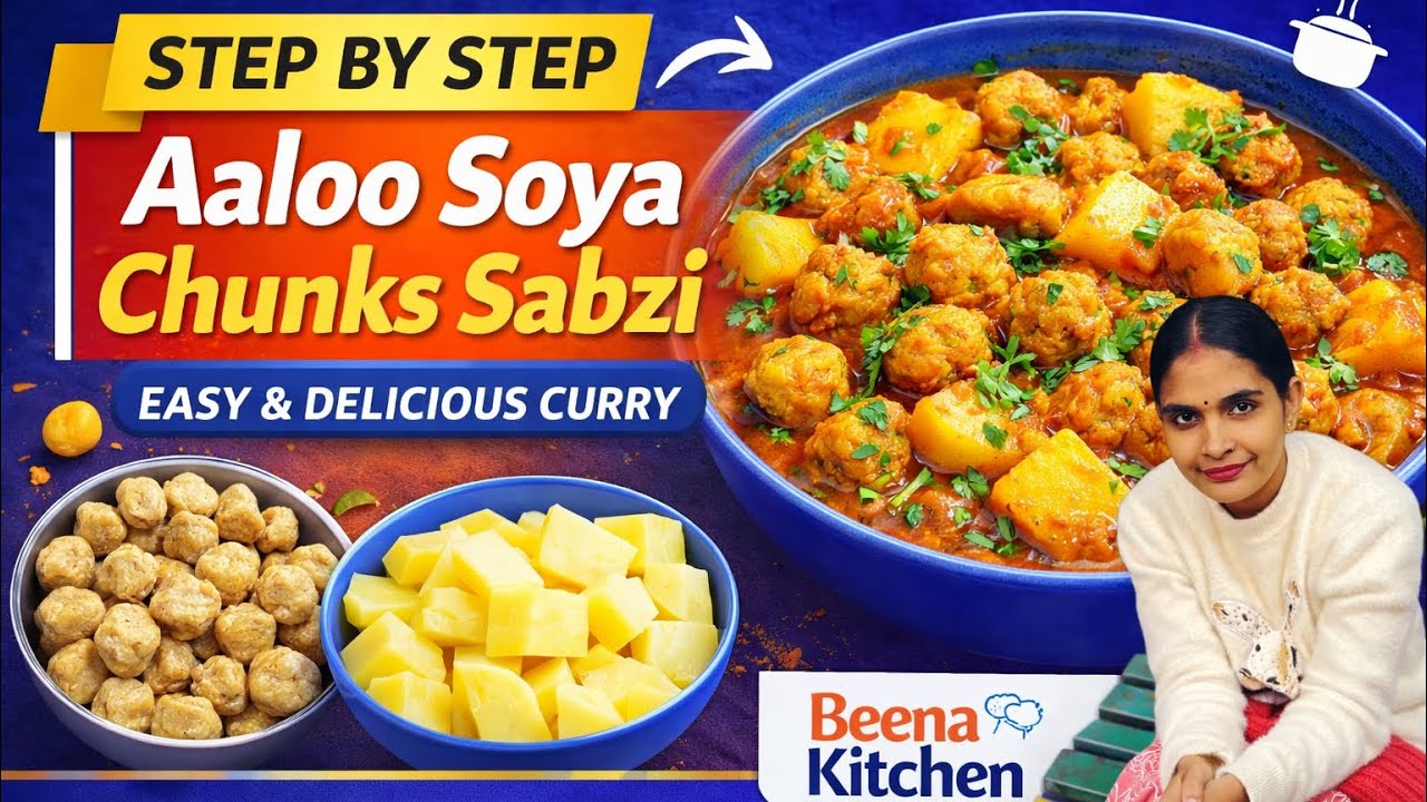Aaloo Soya Chunks Ki Sabzi | Protein Rich Soyabean Recipe | Easy Method at Home | Step by Step
