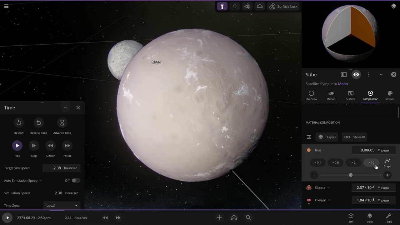 Terraforming the Moon in Universe Sandbox