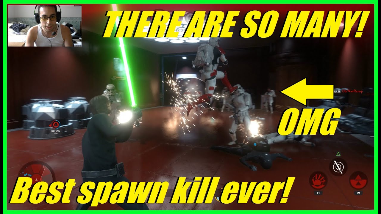 Star Wars Battlefront - Destroyed entire team with Luke! | Best spawn kill spot ever! (Sabotage)