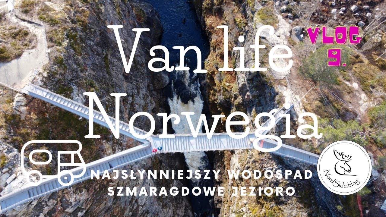 Kamperem po Norwegii.  Najpopularniejszy wodospad i lodowcowe jezioro w Norwegii.