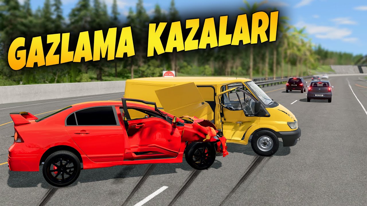 OTOBANDA GAZLAMA KAZALARI ❗❗❗ HONDA CİVİC PERT ETTİM / BeamNG.drive