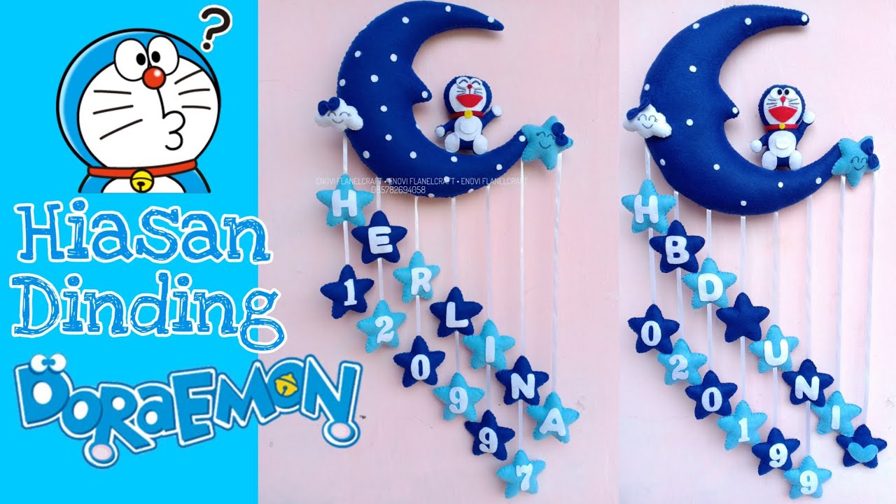 Cara mudah membuat hiasan gantungan pintu | Hiasan dinding Doraemon dari kreasi kain flanel #fieltro