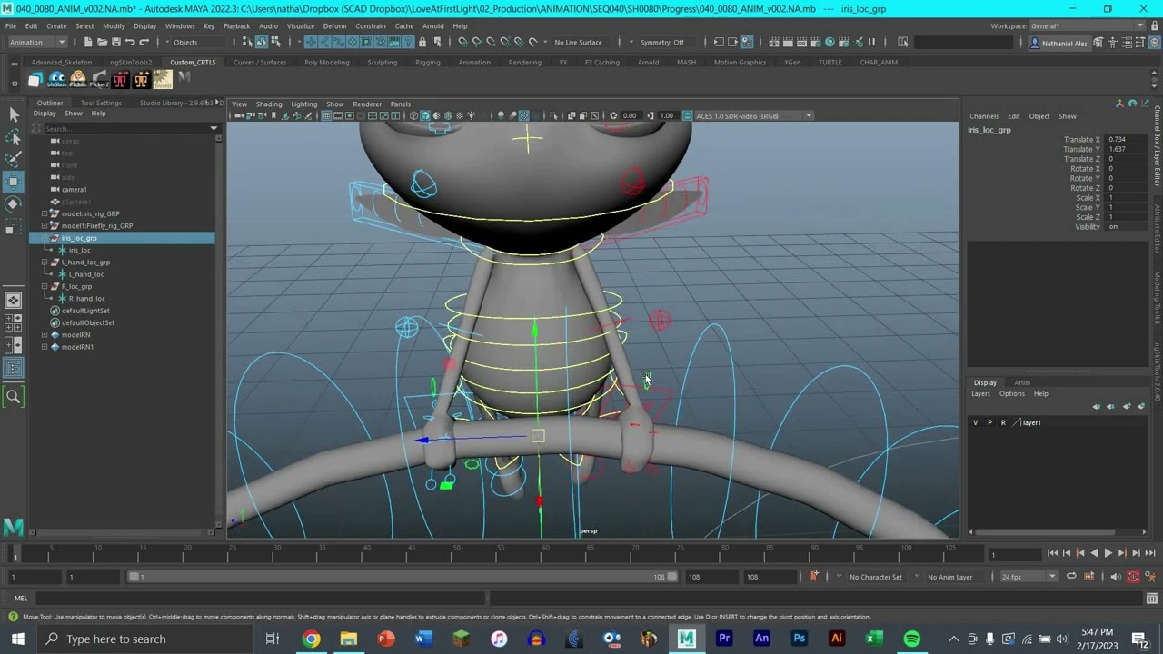 How to constrain props to hands using Locators in Maya 2022