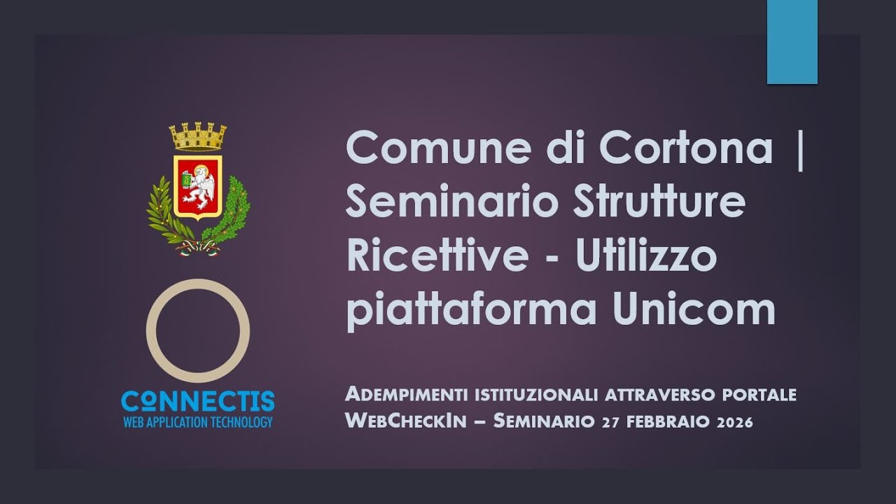 Comune di Cortona - Seminario Strutture Ricettive - Utilizzo WebCheckIn - 27/02/26