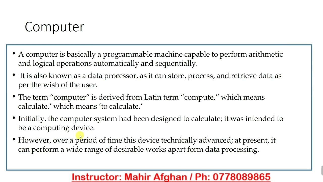 1- How a computer Works | ASCII | Operating System and more in Pashto Language