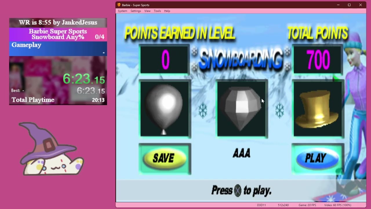 Barbie Super Sports Speedrun (Snowboard Any%) 