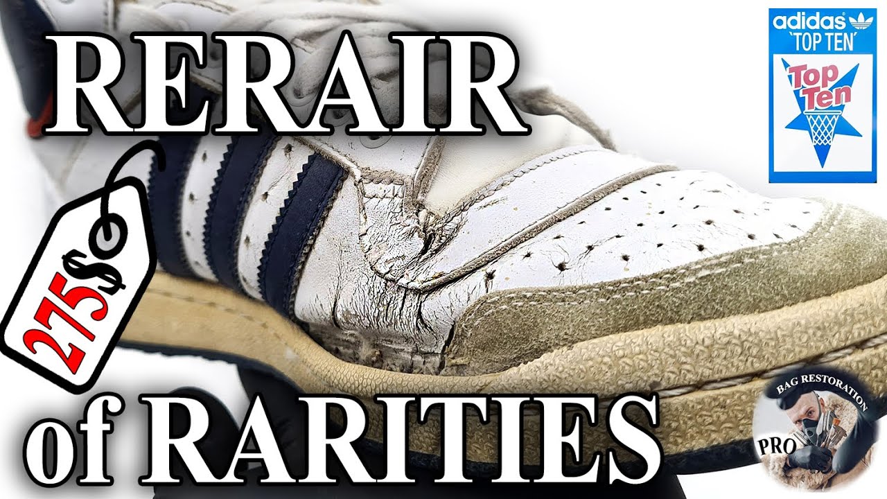 Repair of Adidas TOP TEN sneakers leather restoration ASMR
