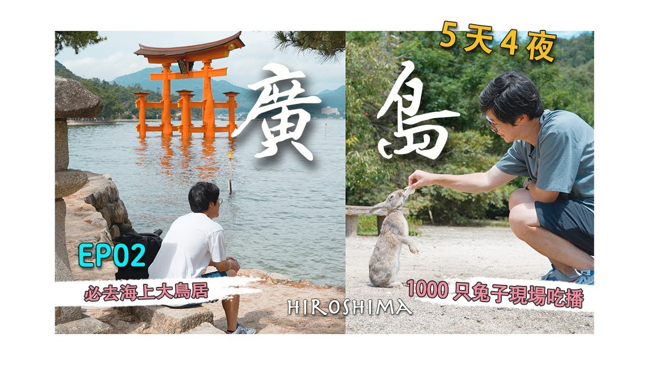 【日本廣島5天4夜】EP2-必去2大療癒系景點：兔子島&海上大鳥居，1000隻兔子現場吃播很難EMO啊，宮島也是看鹿的好地方｜嚴島神社｜大久野島｜福山市｜日本旅居｜4K｜2023