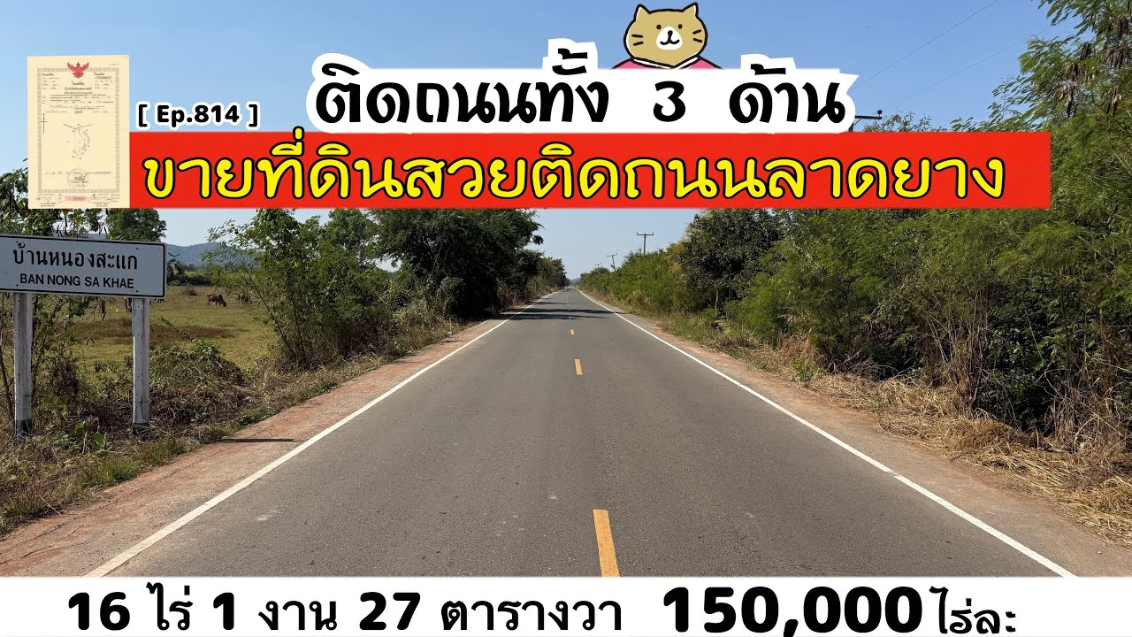 [ Ep.814 ] เนื้อที่ 16 ไร่ 1 งาน 27 ตารางวา ที่ดินติดถนนลาดยาง ใดกลางแหล่งชุมชน ไร่ละ 150,000 บาท