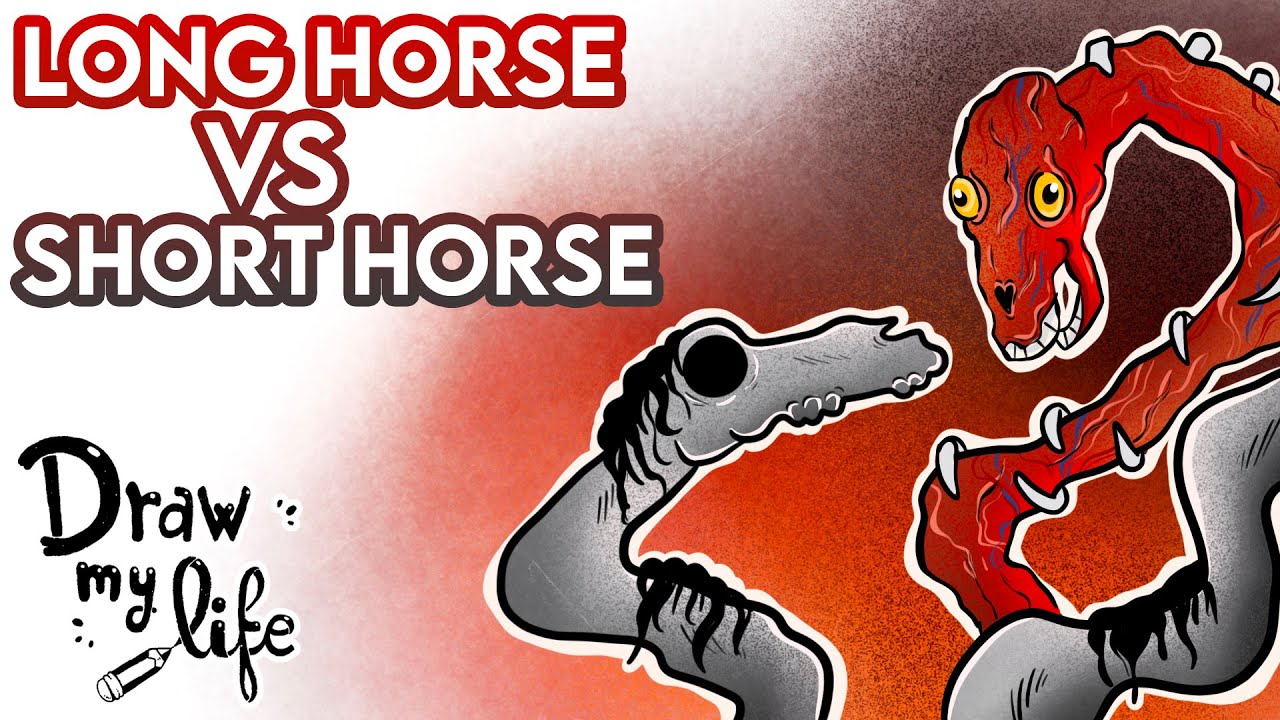 LONG HORSE vs SHORT HORSE (Creepypasta) | Criaturas de TREVOR HENDERSON | Draw My Life en Español
