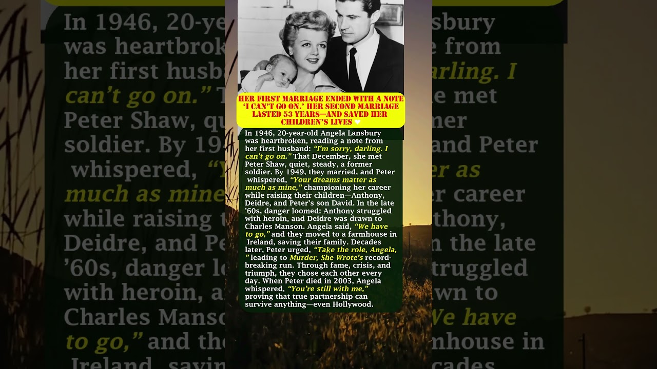 💔 &ldquo;Take the Role, Angela&rdquo;: The Man Behind Angela Lansbury&rsquo;s Strength, Survival, and a Love