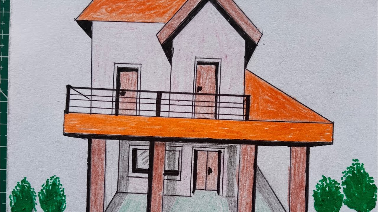 Perfect School Project: Different Types of Houses Drawing Easy Step