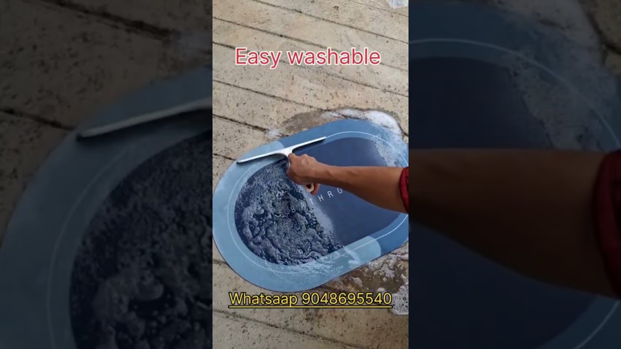 Anti -Skid Water absorbant Oval Mat|Quick Dry Nano Tech Bath Mat | Non-Slip|Back Rubber | 58x38 cm