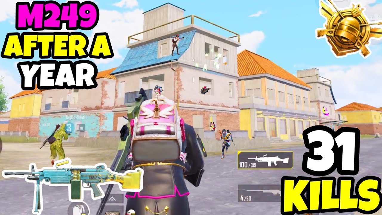 I Used M249 After 1 Year And Destroyed The Whole Lobby in PUBG Mobile • (31 KILLS) • PUBGM (HINDI)