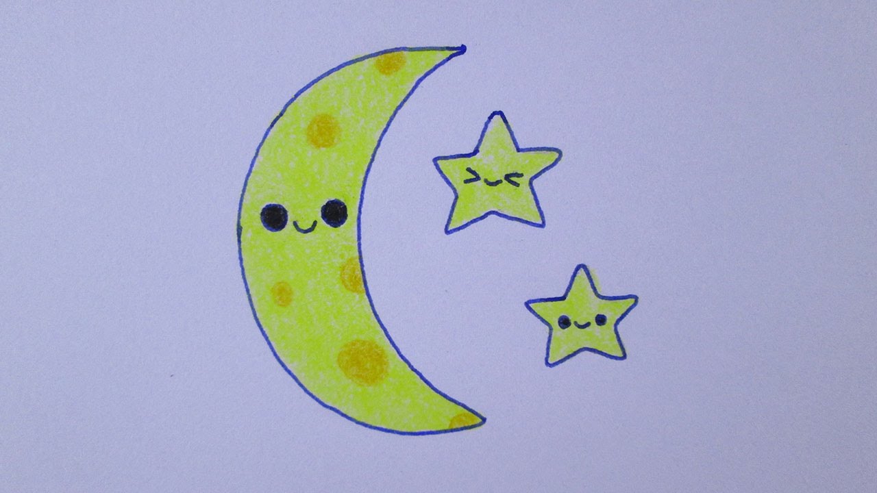 Como desenhar uma lua e estrelas
