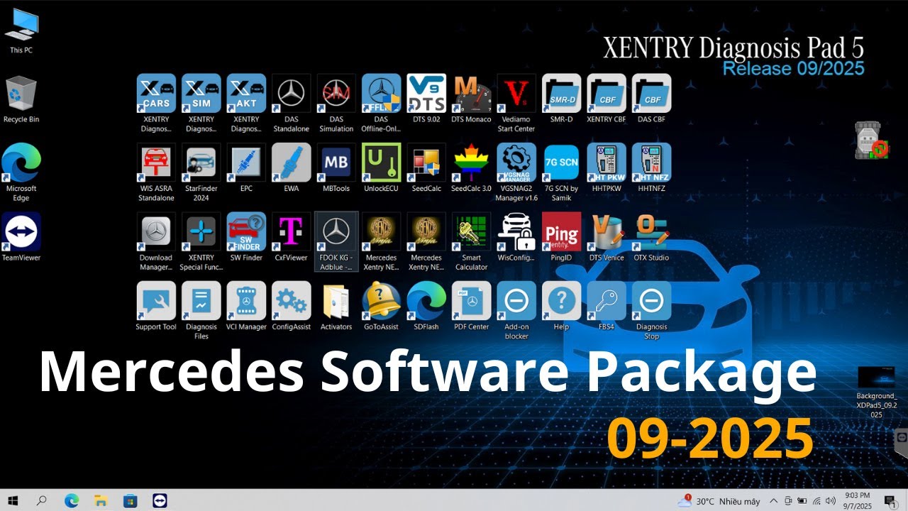 Mercedes Diagnostic Software Package (09-2025) | Xentry VCI V6 | MBSTAR SDCONNECT | J2534 PassThru
