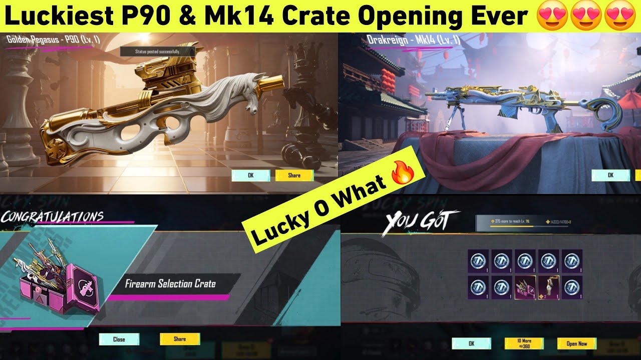 😍Most Luckiest Golden Pegasus P90 Lucky Spin Crate Opening BGMI | Best Lucky Spin Crate Opening PUBG