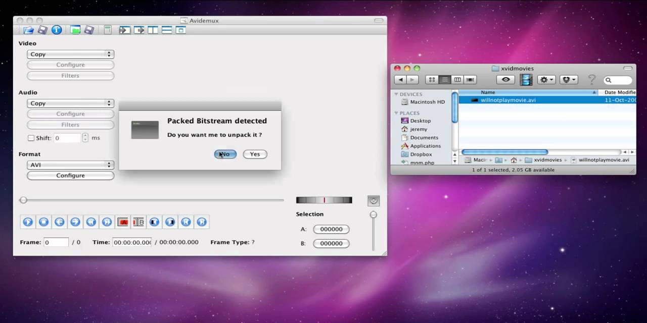 CineXPlayer XVID/AC3 to XVID/MP3 Conversion