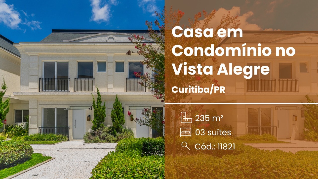 Casa em Condom&iacute;nio no Le Monde, 03 Su&iacute;tes, 03 Vagas, Piscina, Vista Alegre, Curitiba.