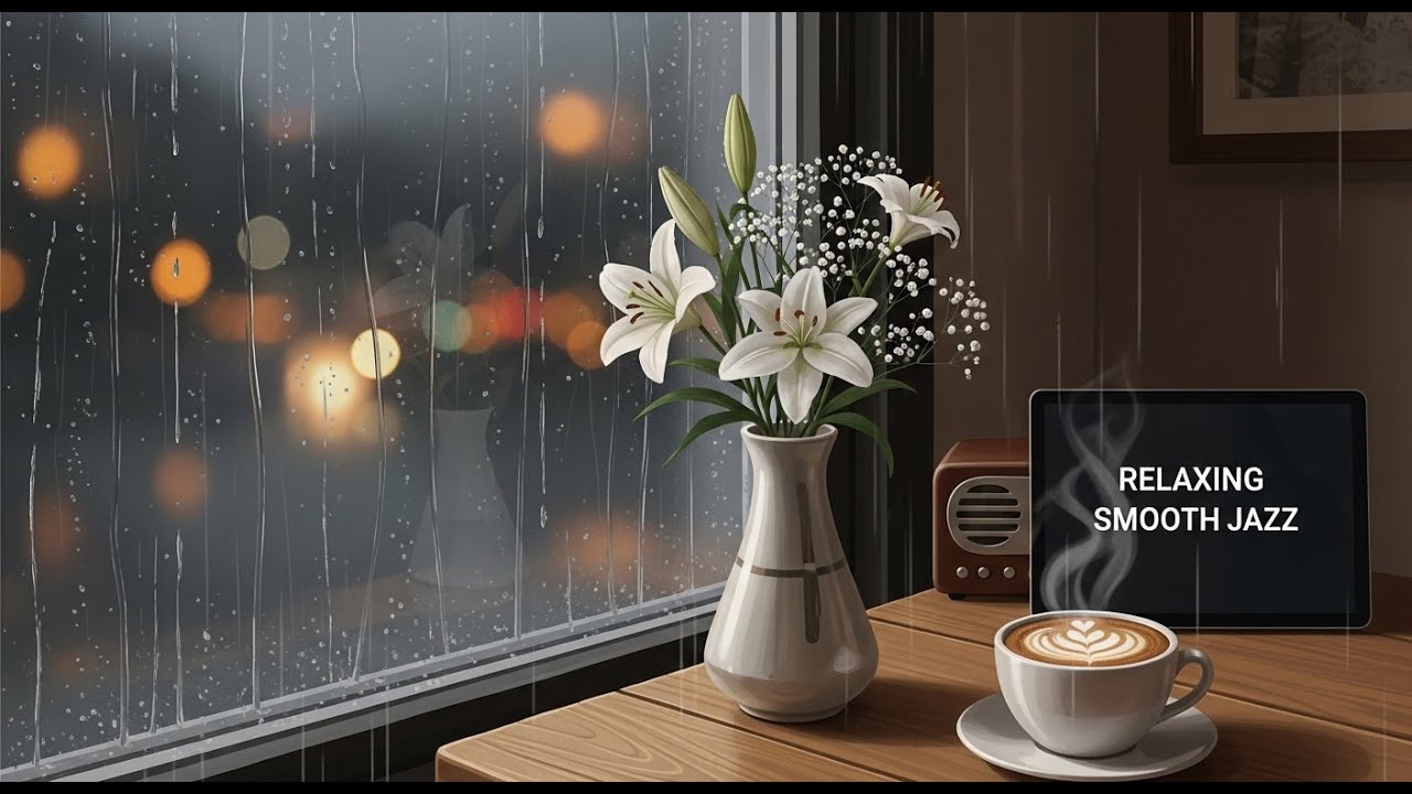A Calm Rainy Night | Smooth Jazz Music Playlist in Coffee Shop for Stress Relief & Relaxation | 02