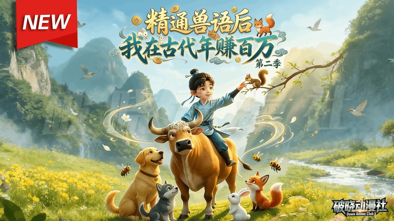MULTISUB📢新番上线《精通兽语后，我在古代年赚百万》第2季丨现代外卖员穿越到大旱荒年，觉醒听懂动物说话的异能，靠老黄牛指点寻得药材宝藏，斗极品、剿山匪，发家致富，一路逆袭！#漫剧 #破晓动漫社