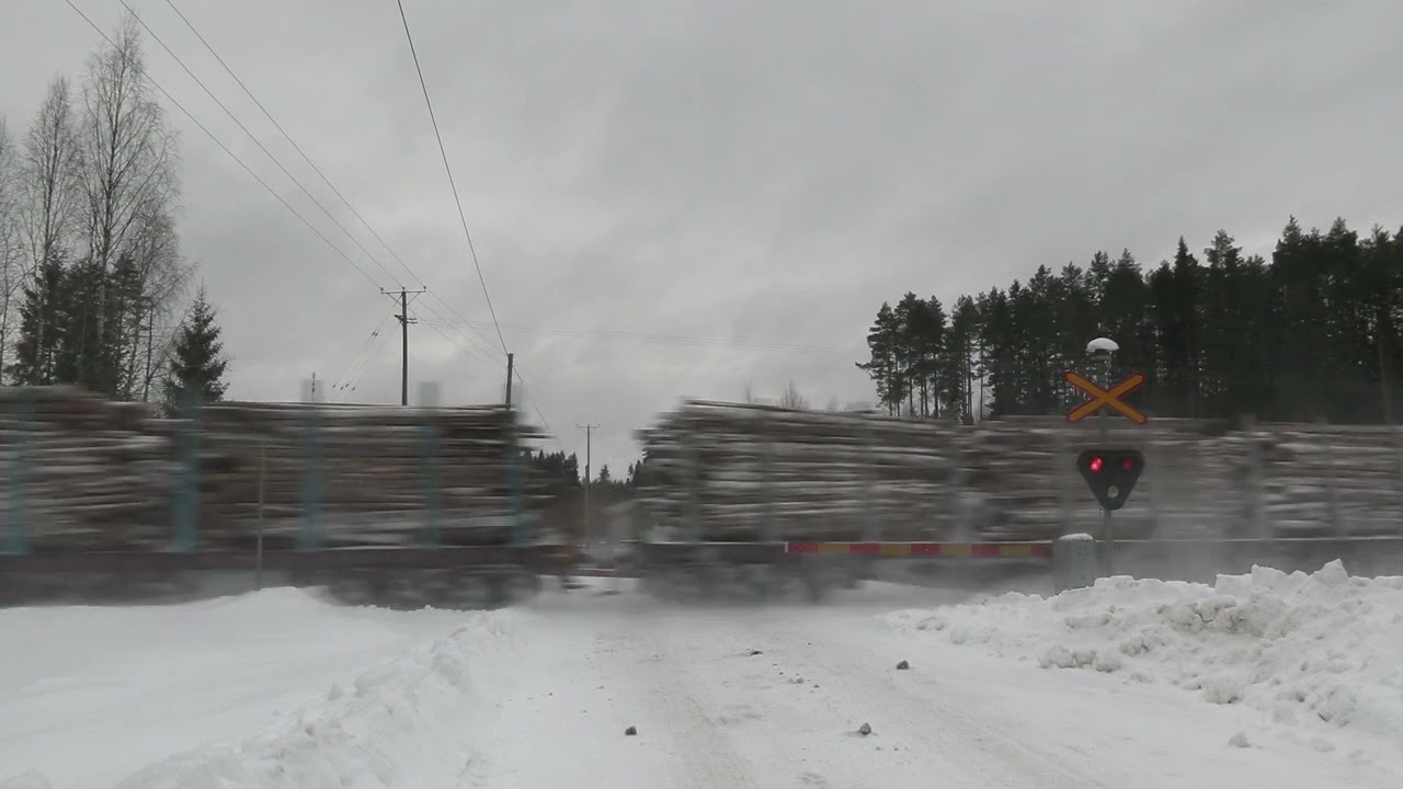 VR freight train T 55732 passed SEPÄNSALMI level crossing @ Heinävesi, Finland