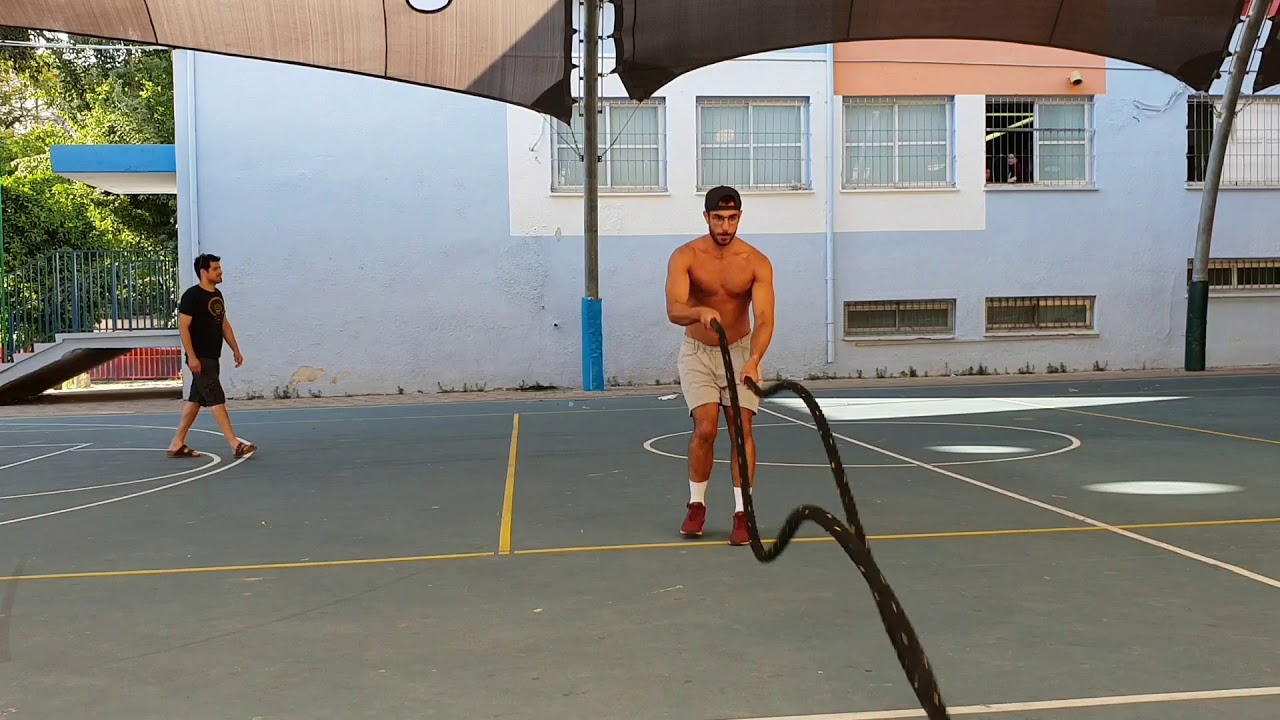 אימון עם באטל רופ-Battle rope-חבל כוח 🎯.