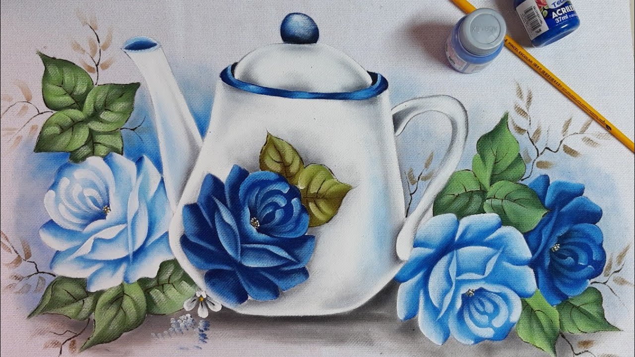 pintura em pano de copa PINTANDO BULE BRANCO   PARTE 2 apostila Daiane Alves