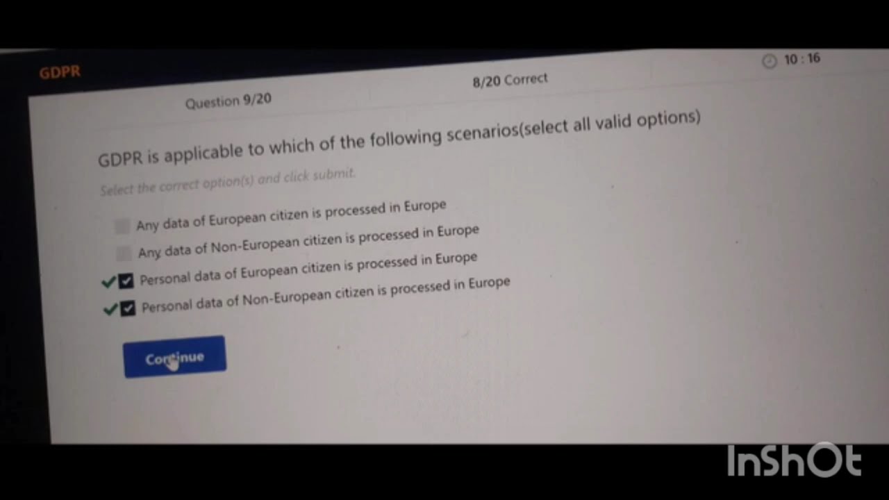 TCS Mandatory course - Course ID: 72142 - GDPRQuestions with answers