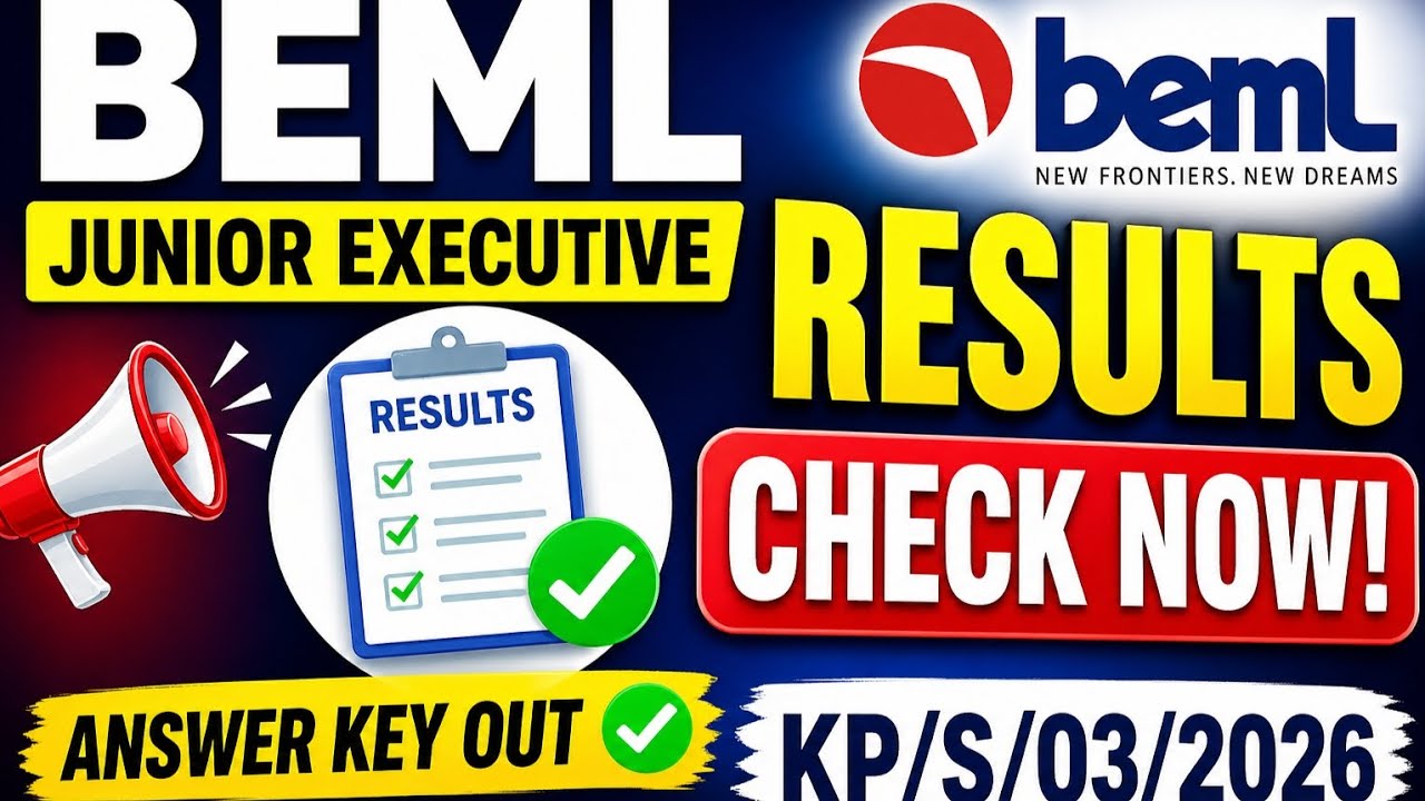 BEML Junior Executive Result 2026 🔥 Answer Key Out | Check Now!