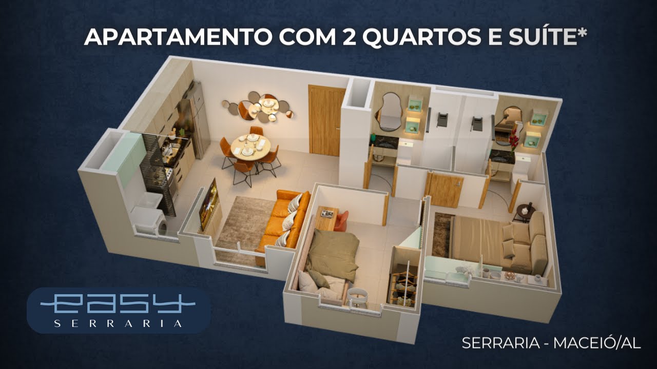 EASY SERRARIA - Apartamento com 2 quartos e Su&iacute;te na Serraria - Macei&oacute;-AL